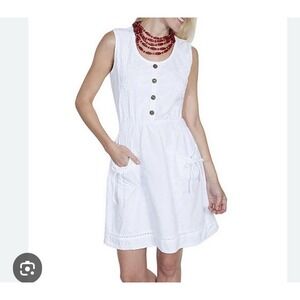Scully Ladies Lace-Up‎ Back Embroidered White Sleeveless Dress XXL